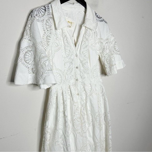 Anthropologie Maeve Eyelet Midi Dress White Size 10 NWT - Picture 7 of 15